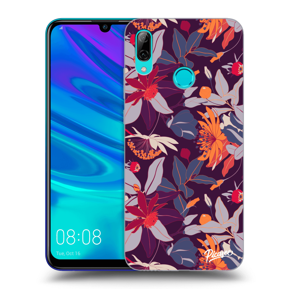 Picasee fekete szilikon tok az alábbi mobiltelefonokra Huawei P Smart 2019 - Purple Leaf