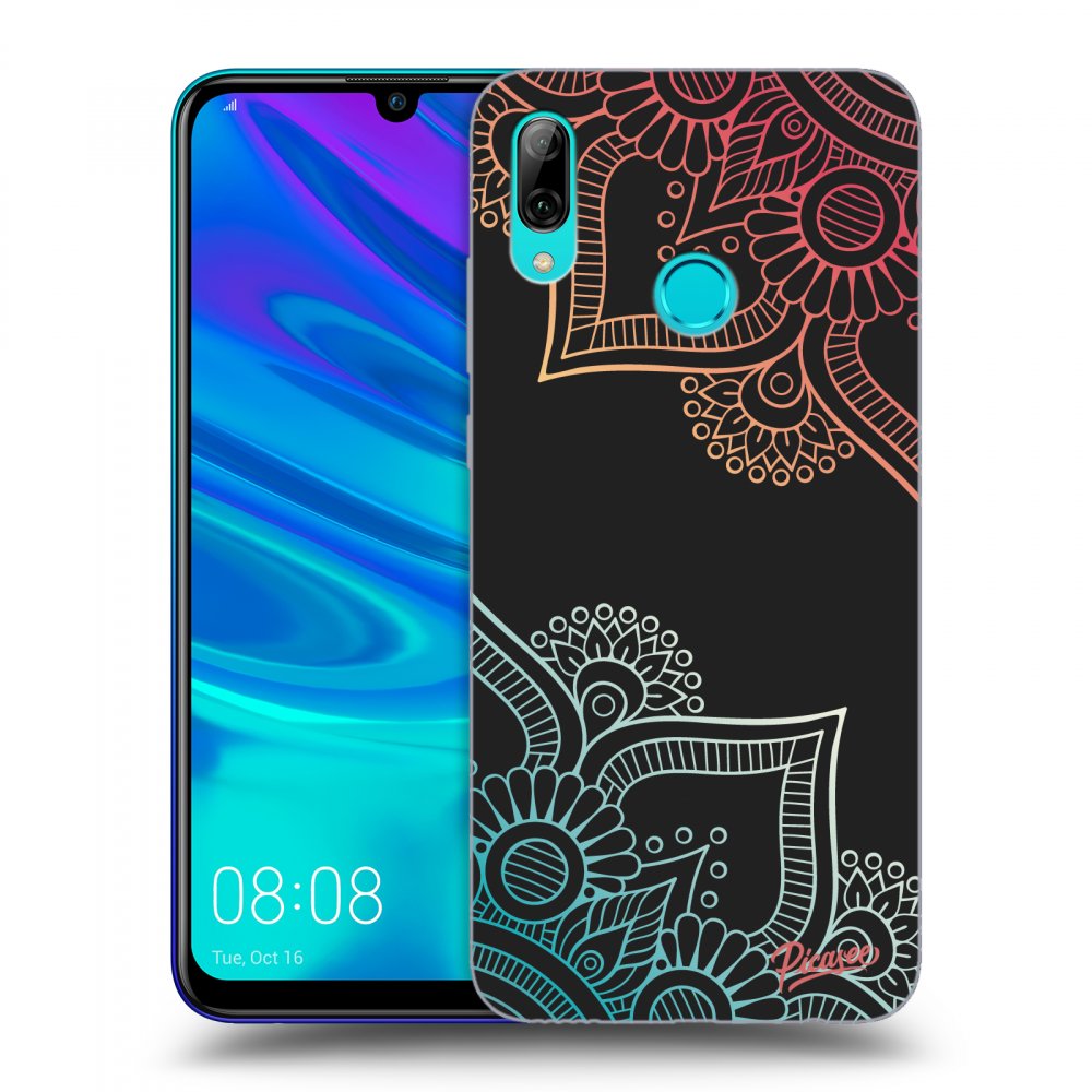 Picasee fekete szilikon tok az alábbi mobiltelefonokra Huawei P Smart 2019 - Flowers pattern