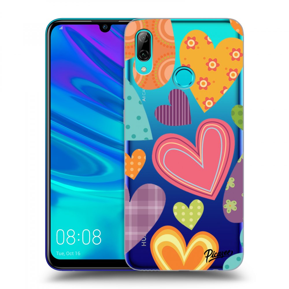 Picasee átlátszó szilikon tok az alábbi mobiltelefonokra Huawei P Smart 2019 - Colored heart
