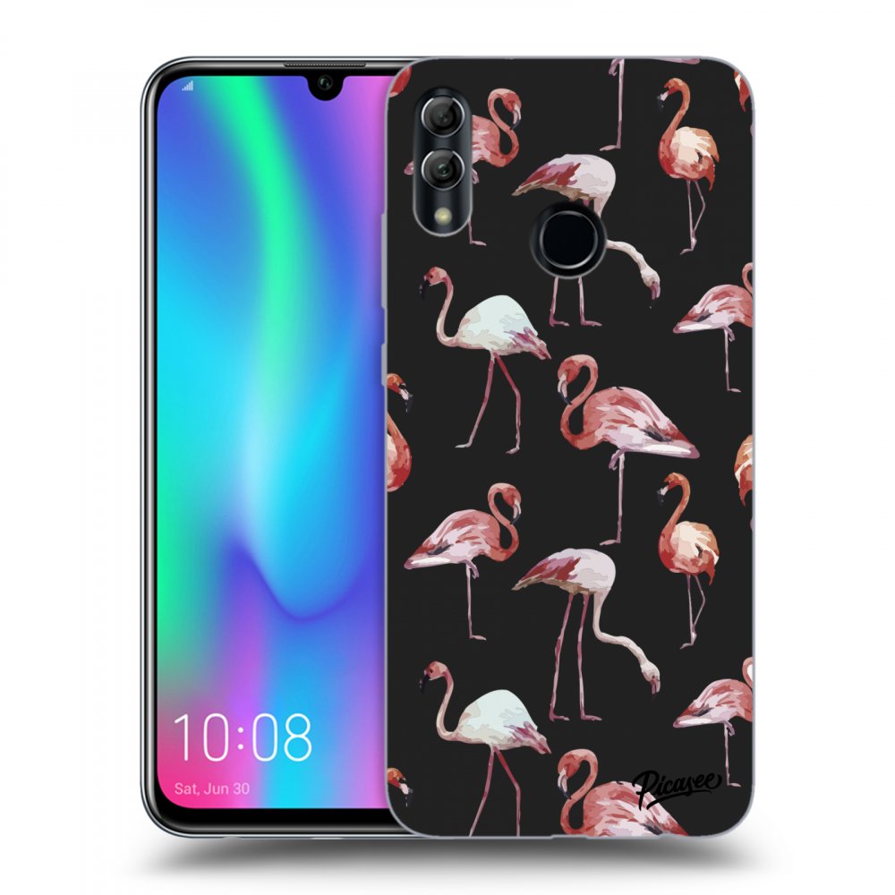 Picasee fekete szilikon tok az alábbi mobiltelefonokra Honor 10 Lite - Flamingos