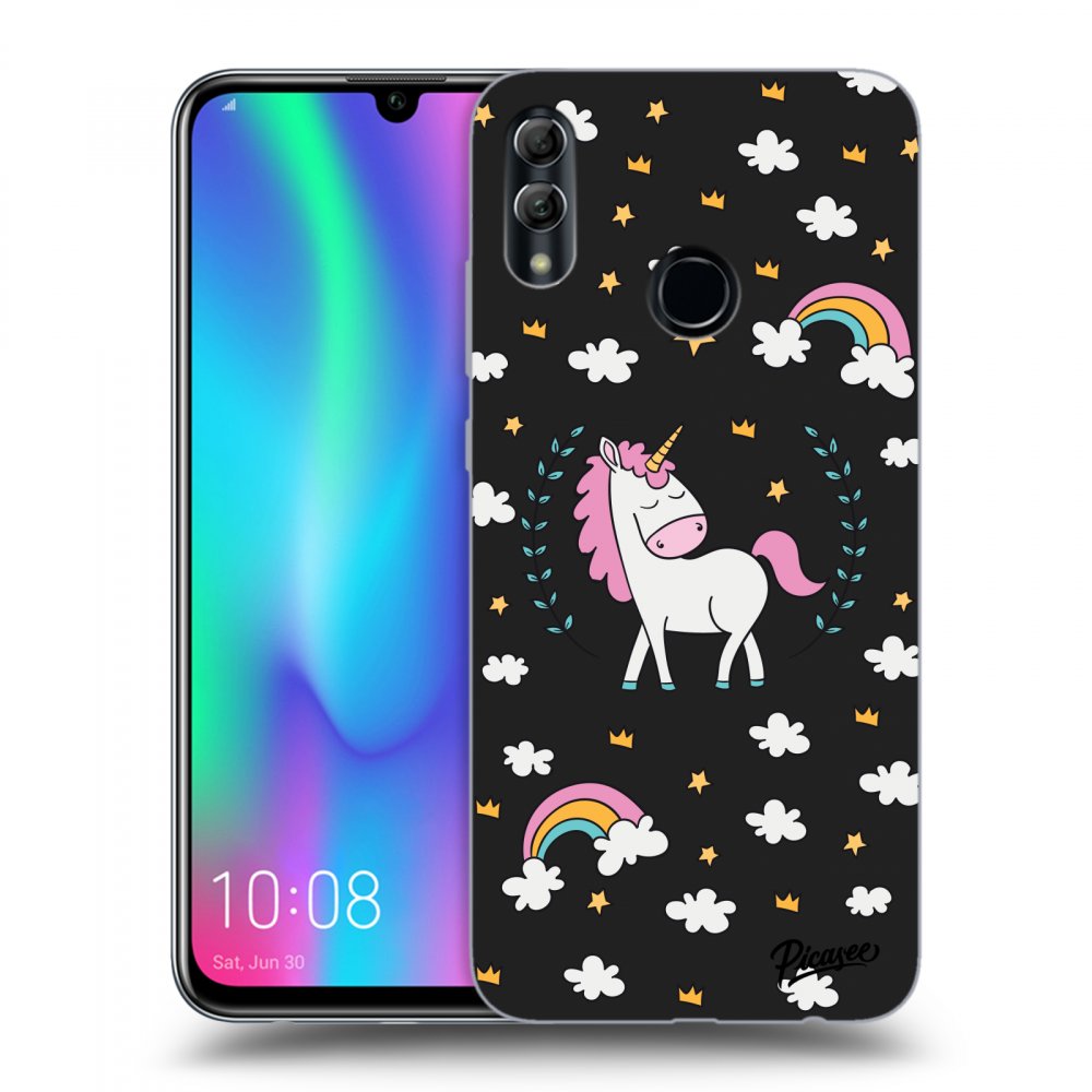 Picasee fekete szilikon tok az alábbi mobiltelefonokra Honor 10 Lite - Unicorn star heaven