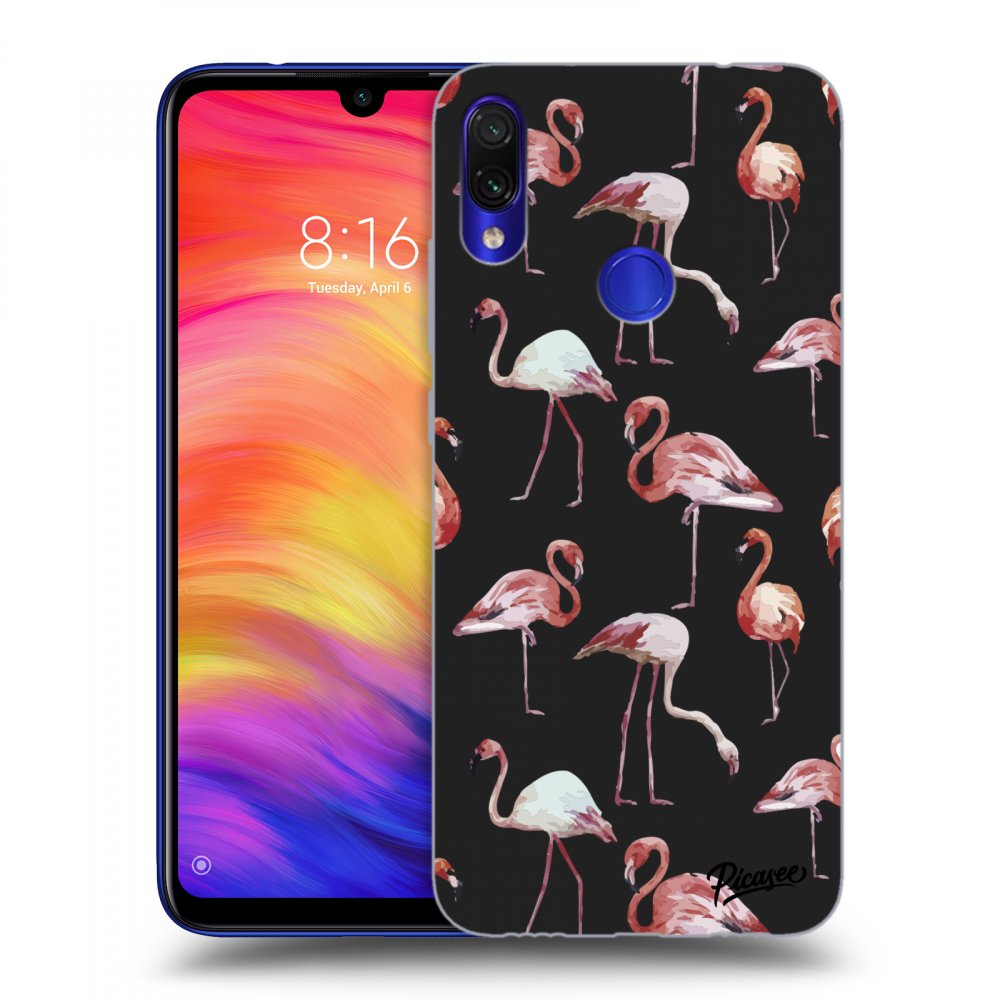 Picasee fekete szilikon tok az alábbi mobiltelefonokra Xiaomi Redmi Note 7 - Flamingos
