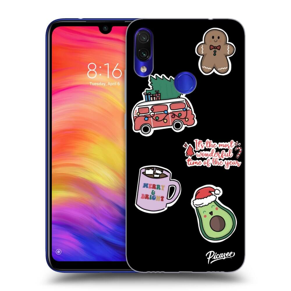 Picasee fekete szilikon tok az alábbi mobiltelefonokra Xiaomi Redmi Note 7 - Christmas Stickers