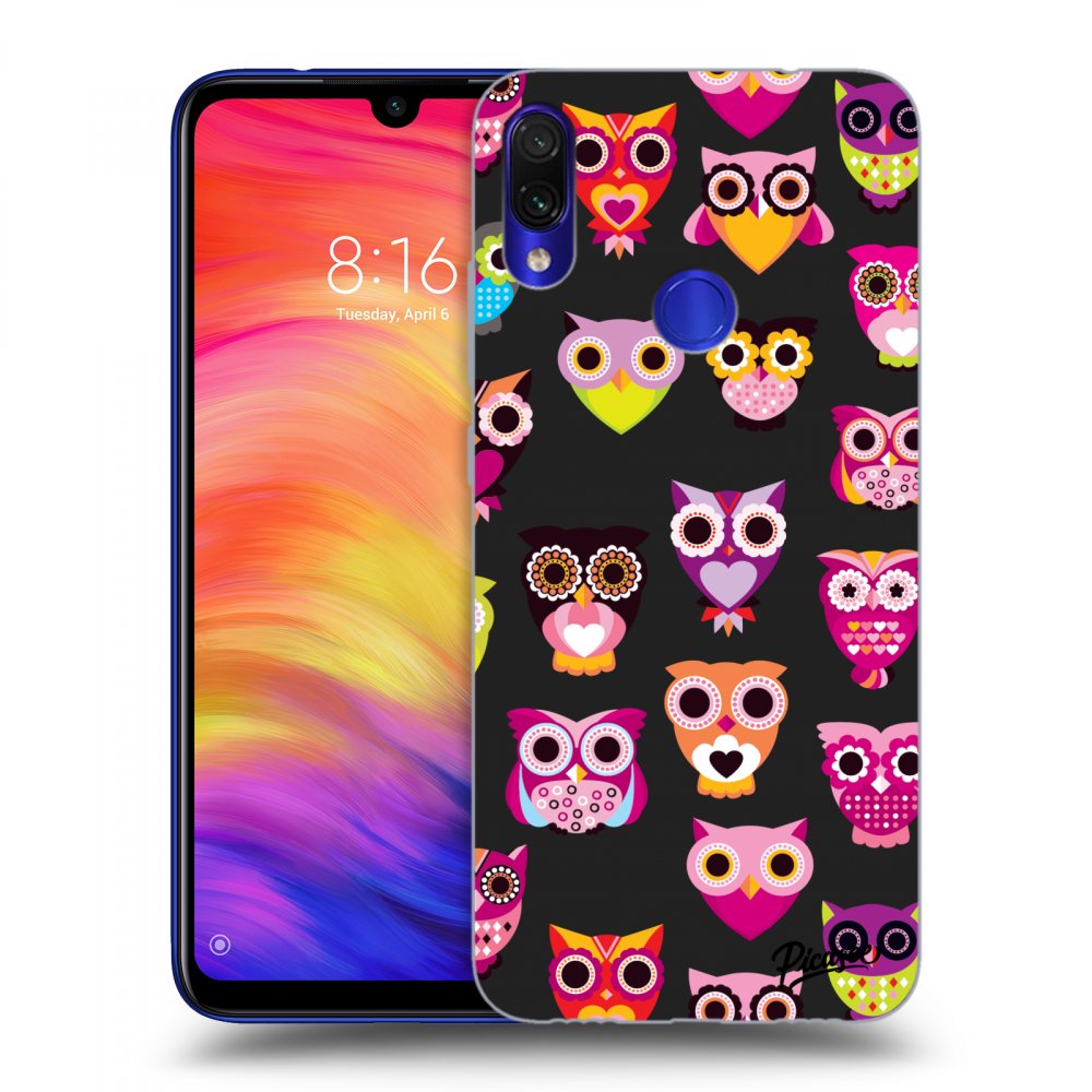 Picasee fekete szilikon tok az alábbi mobiltelefonokra Xiaomi Redmi Note 7 - Owls
