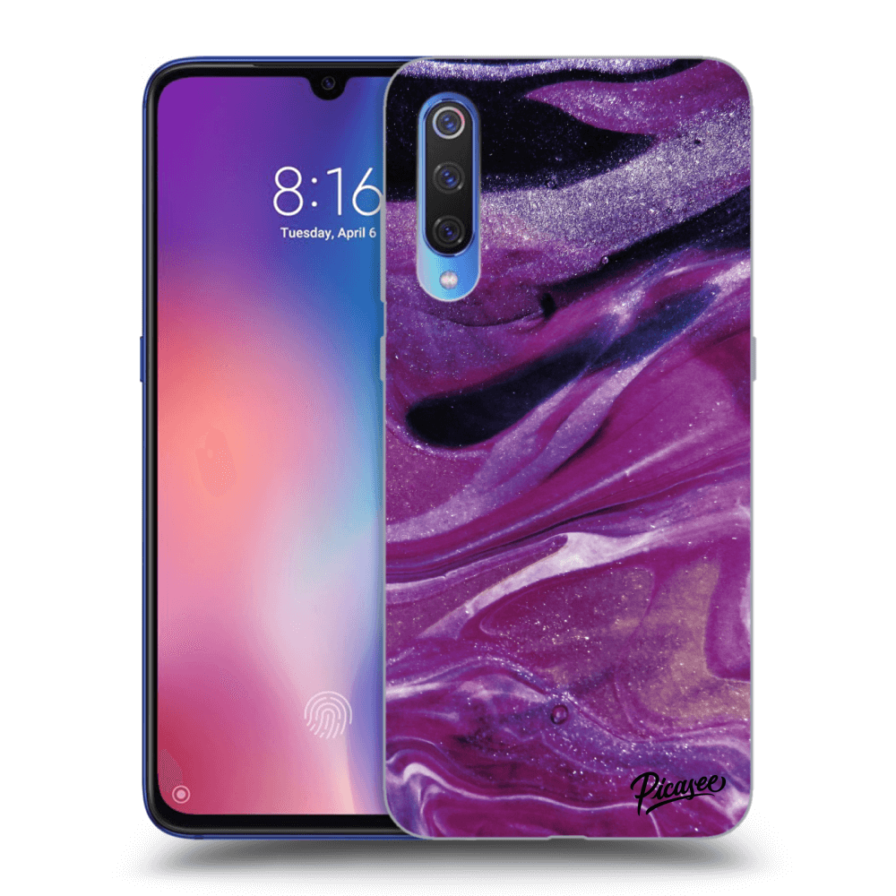 Picasee átlátszó szilikon tok az alábbi mobiltelefonokra Xiaomi Mi 9 - Purple glitter
