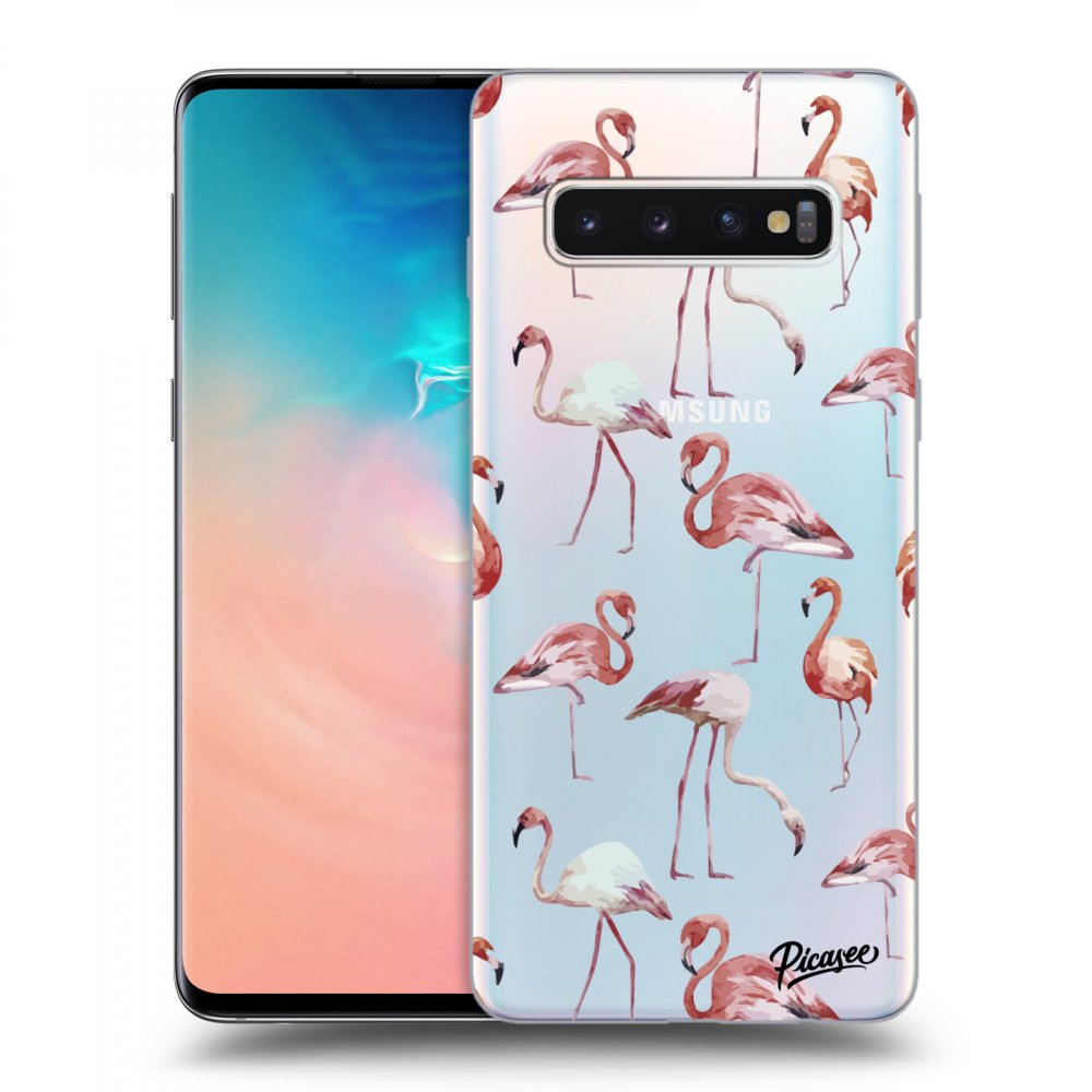 Picasee átlátszó szilikon tok az alábbi mobiltelefonokra Samsung Galaxy S10 G973 - Flamingos