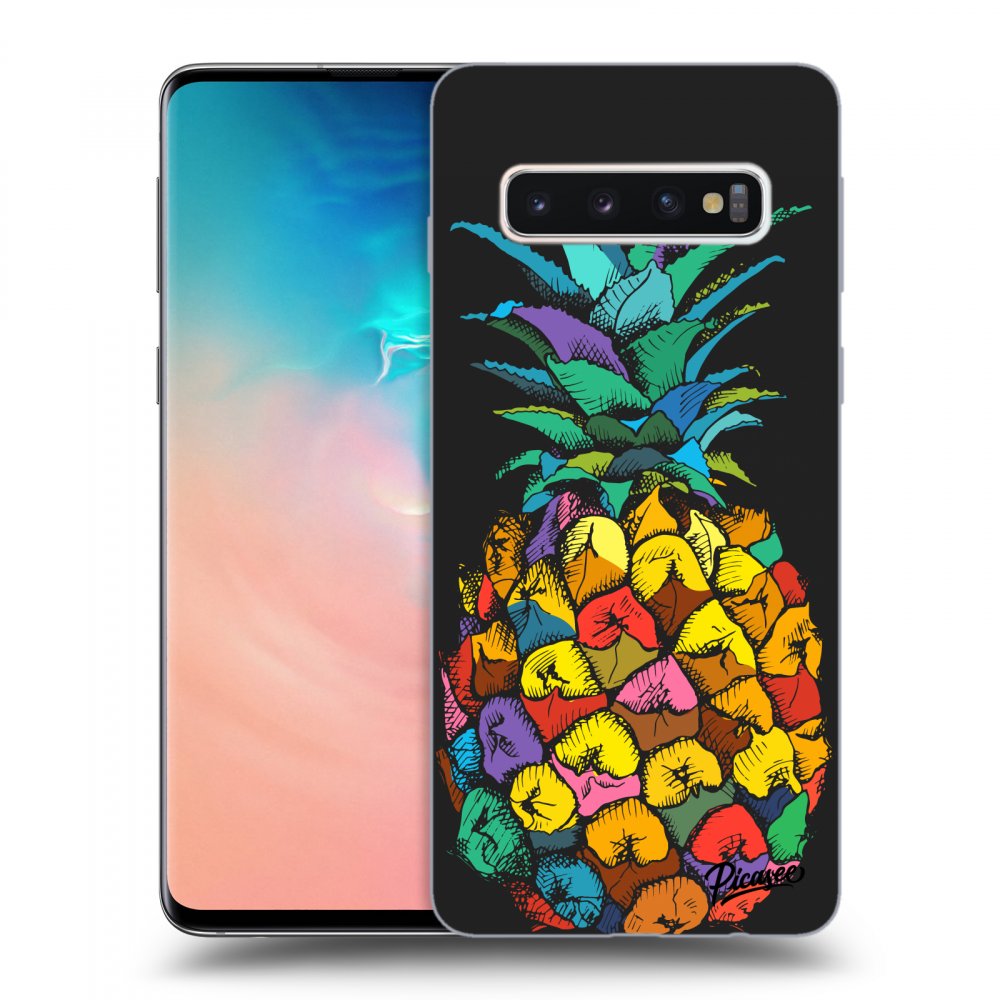Picasee fekete szilikon tok az alábbi mobiltelefonokra Samsung Galaxy S10 G973 - Pineapple