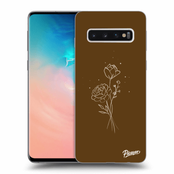 Picasee átlátszó szilikon tok az alábbi mobiltelefonokra Samsung Galaxy S10 G973 - Brown flowers