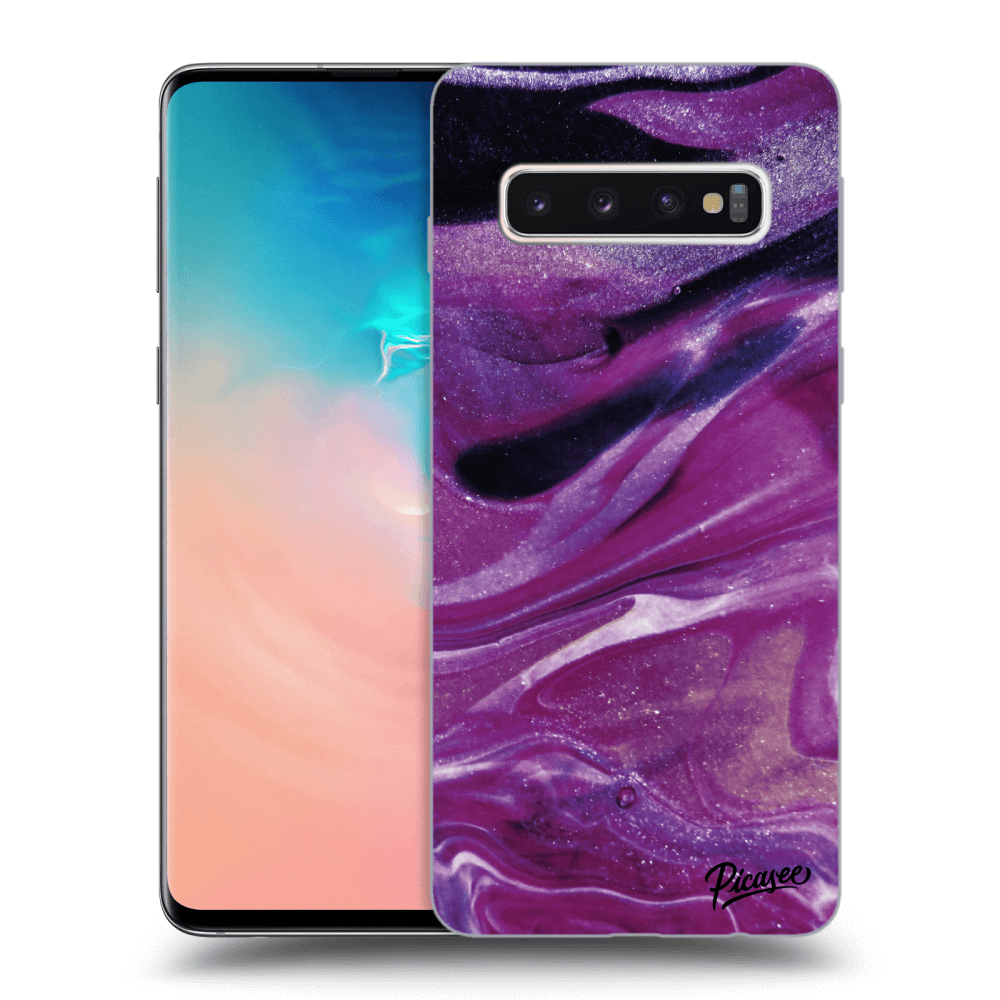Picasee átlátszó szilikon tok az alábbi mobiltelefonokra Samsung Galaxy S10 G973 - Purple glitter