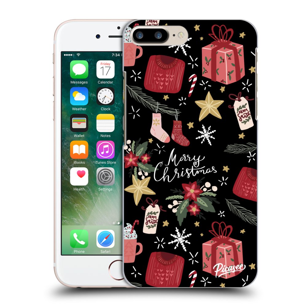 Picasee fekete szilikon tok az alábbi mobiltelefonokra Apple iPhone 8 Plus - Christmas
