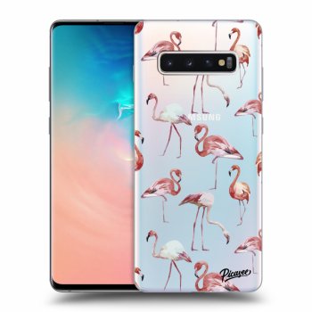 Picasee átlátszó szilikon tok az alábbi mobiltelefonokra Samsung Galaxy S10 Plus G975 - Flamingos