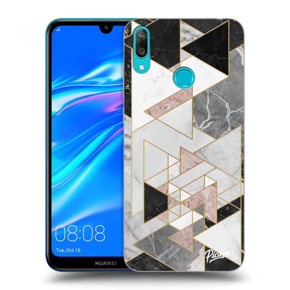 Picasee fekete szilikon tok az alábbi mobiltelefonokra Huawei Y7 2019 - Light geometry