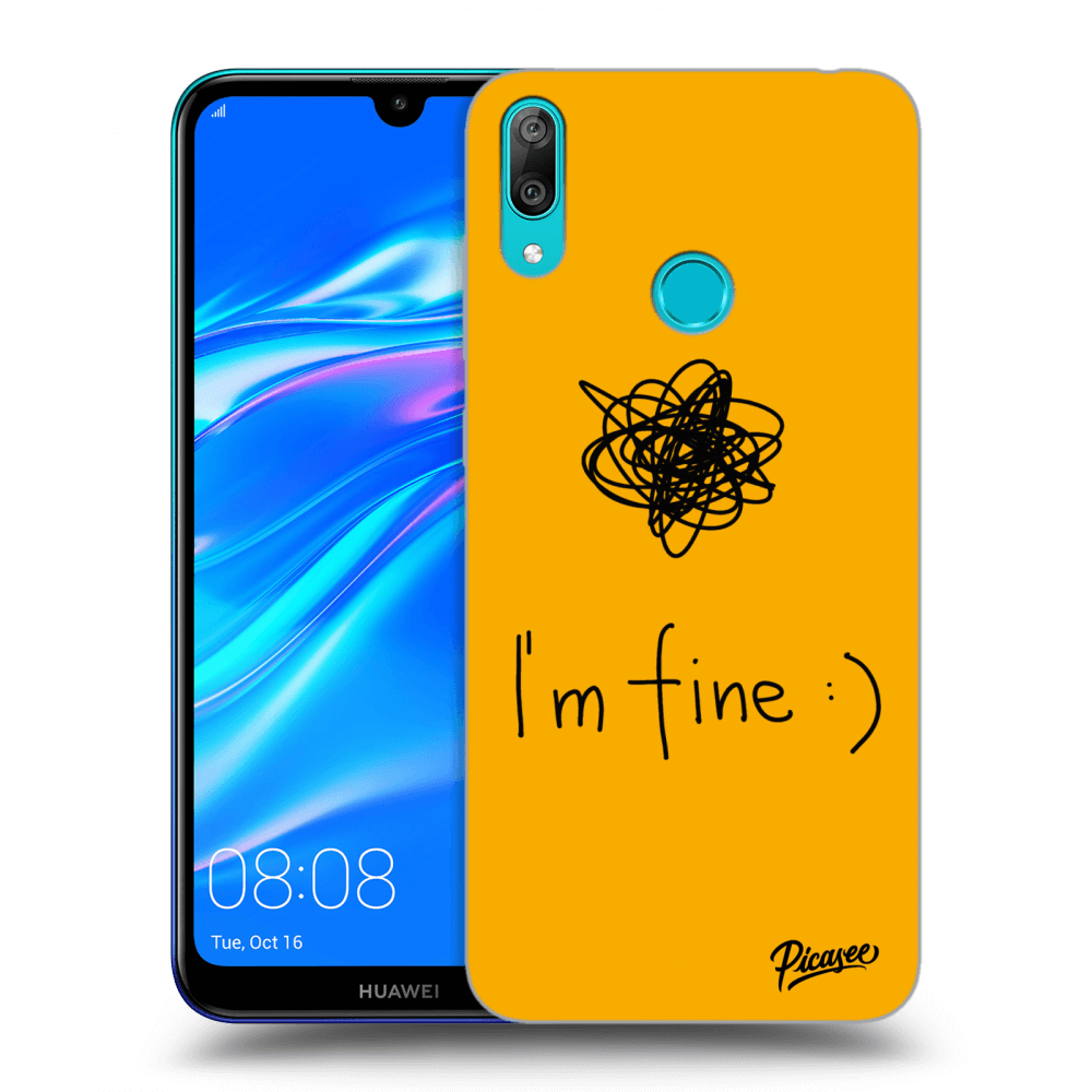 Picasee fekete szilikon tok az alábbi mobiltelefonokra Huawei Y7 2019 - I am fine