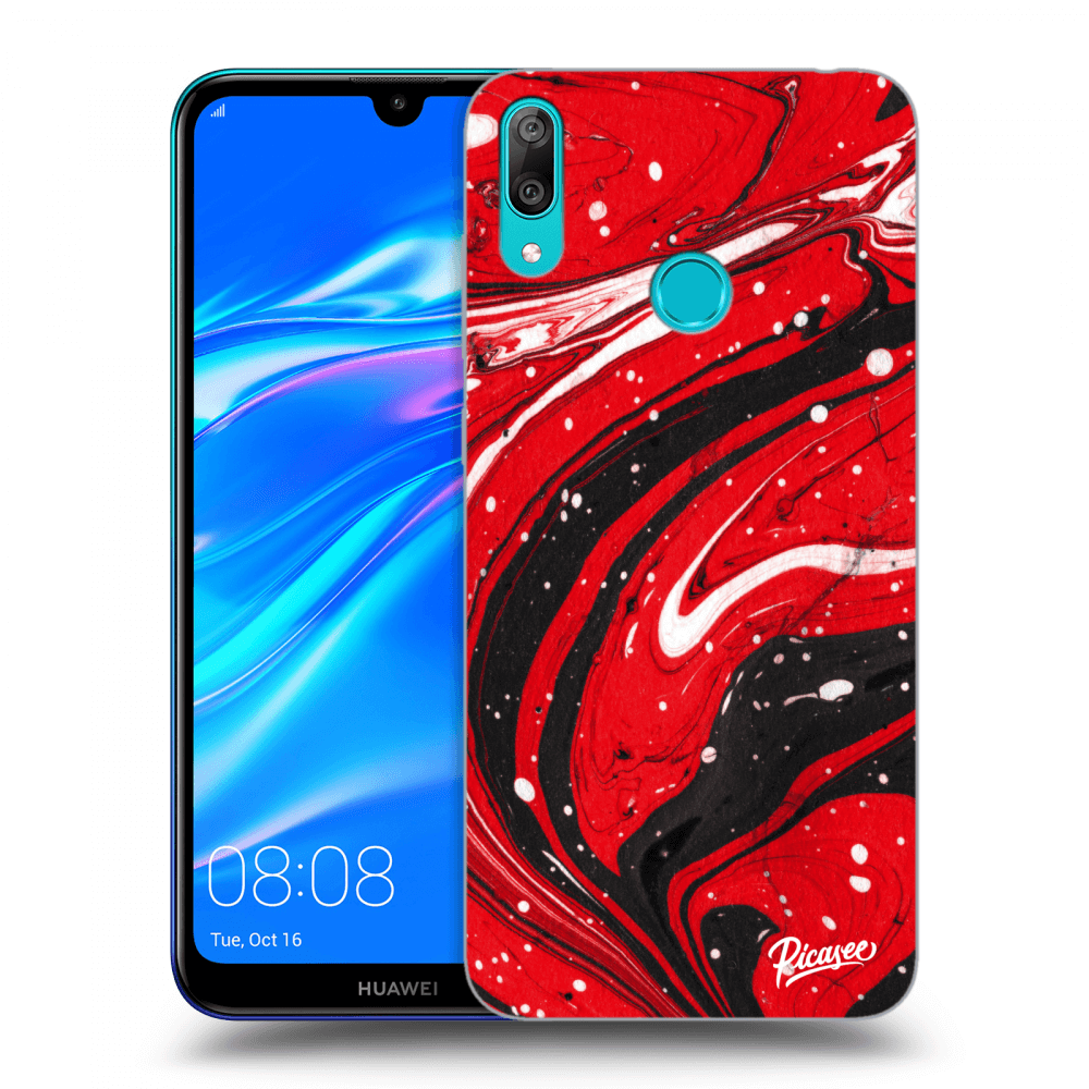 Picasee átlátszó szilikon tok az alábbi mobiltelefonokra Huawei Y7 2019 - Red black