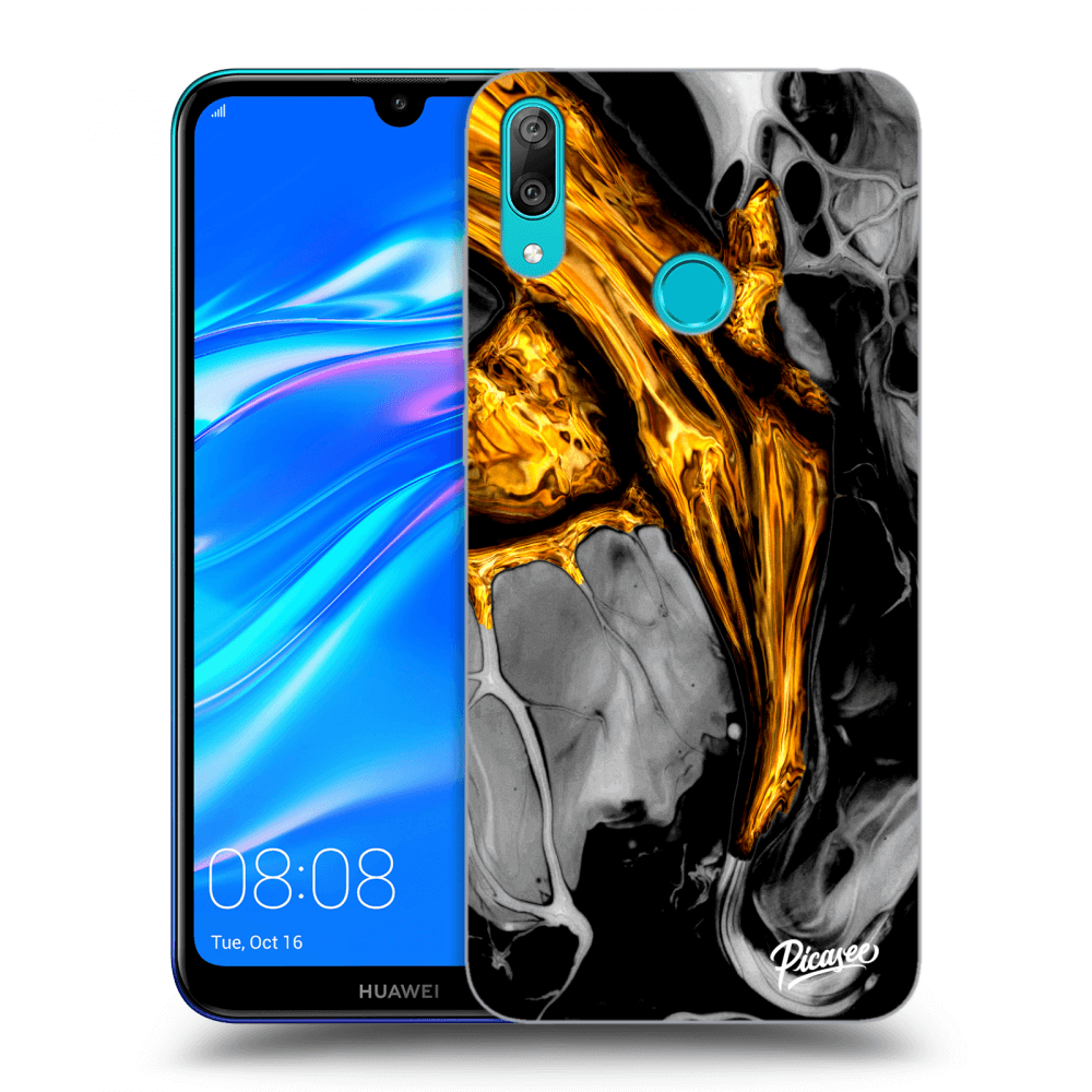 Picasee fekete szilikon tok az alábbi mobiltelefonokra Huawei Y7 2019 - Black Gold