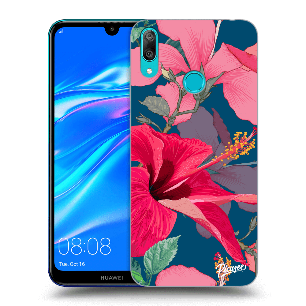 Picasee átlátszó szilikon tok az alábbi mobiltelefonokra Huawei Y7 2019 - Hibiscus