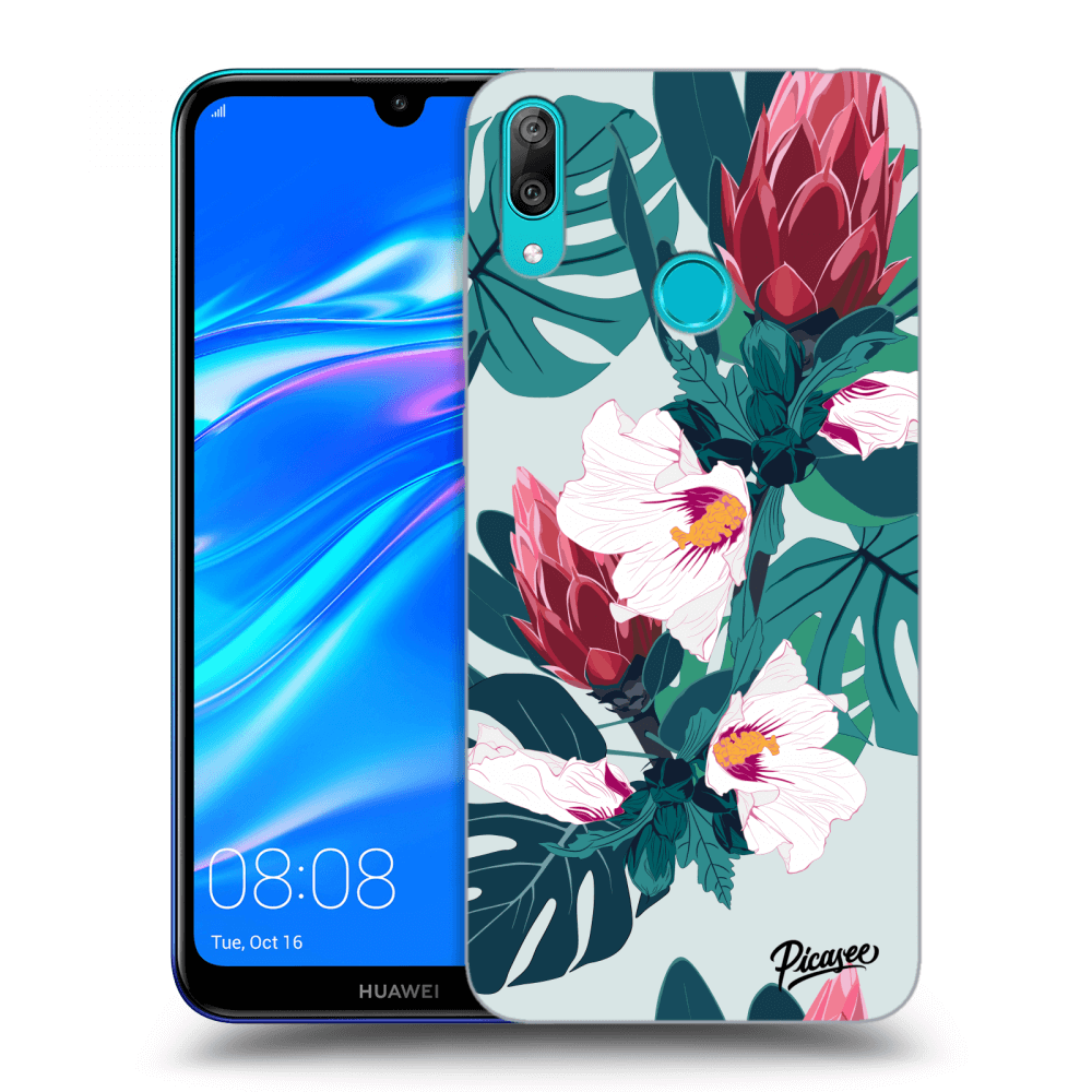 Picasee fekete szilikon tok az alábbi mobiltelefonokra Huawei Y7 2019 - Rhododendron