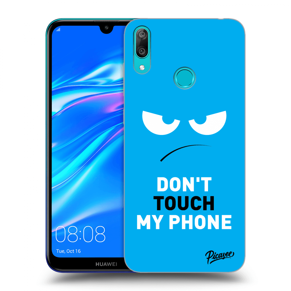 Picasee fekete szilikon tok az alábbi mobiltelefonokra Huawei Y7 2019 - Angry Eyes - Blue