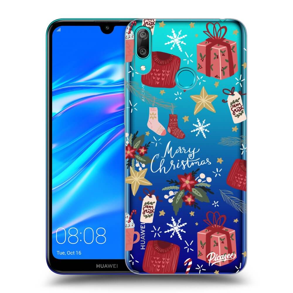 Picasee átlátszó szilikon tok az alábbi mobiltelefonokra Huawei Y7 2019 - Christmas