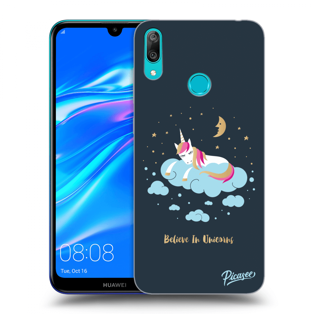 Picasee fekete szilikon tok az alábbi mobiltelefonokra Huawei Y7 2019 - Believe In Unicorns
