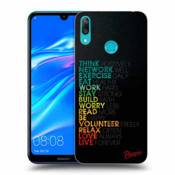 Picasee fekete szilikon tok az alábbi mobiltelefonokra Huawei Y7 2019 - Motto life