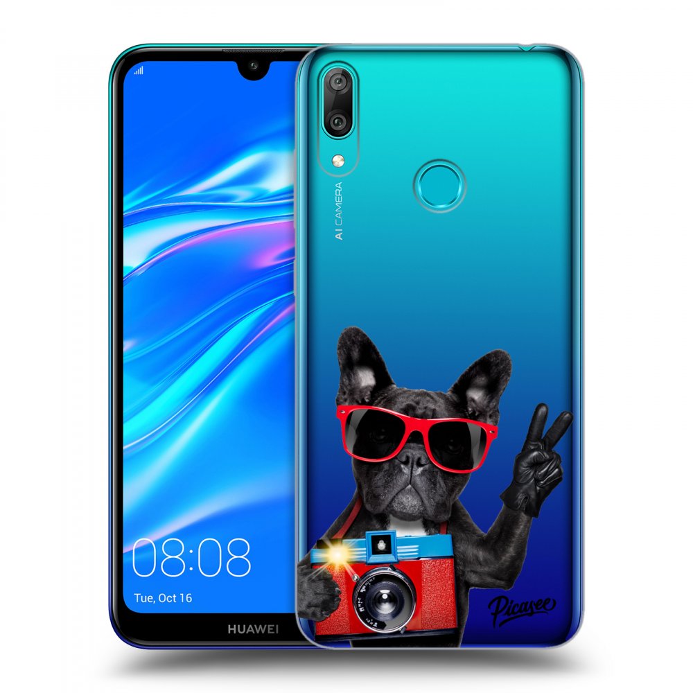 Picasee átlátszó szilikon tok az alábbi mobiltelefonokra Huawei Y7 2019 - French Bulldog