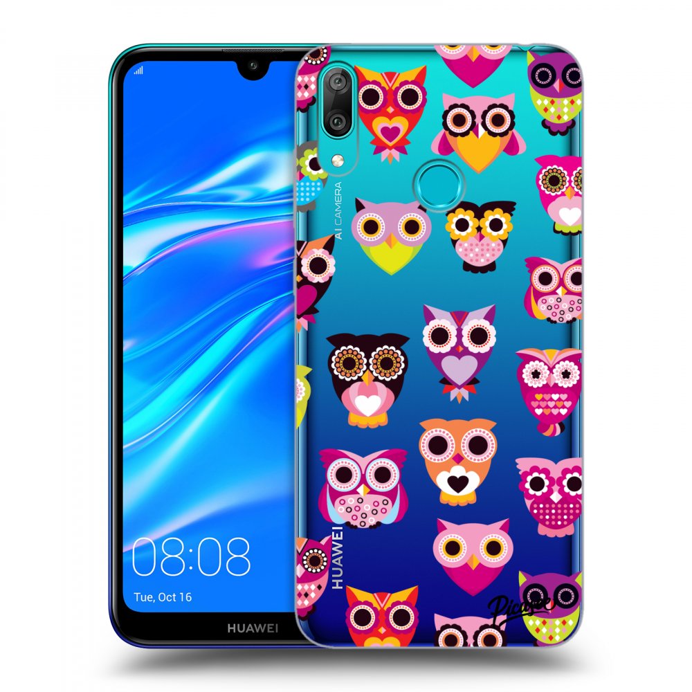 Picasee átlátszó szilikon tok az alábbi mobiltelefonokra Huawei Y7 2019 - Owls
