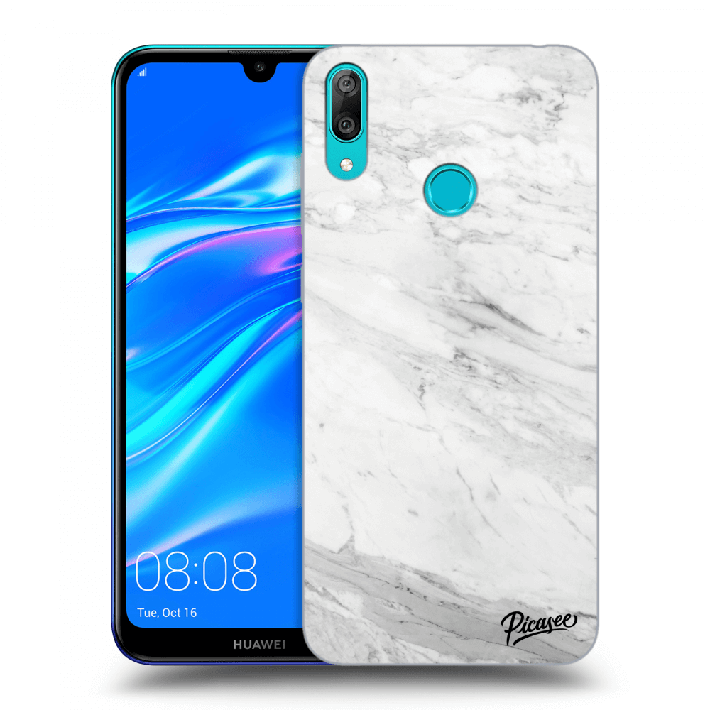 Picasee átlátszó szilikon tok az alábbi mobiltelefonokra Huawei Y7 2019 - White marble