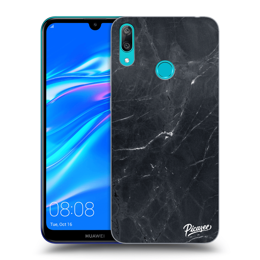 Picasee fekete szilikon tok az alábbi mobiltelefonokra Huawei Y7 2019 - Black marble