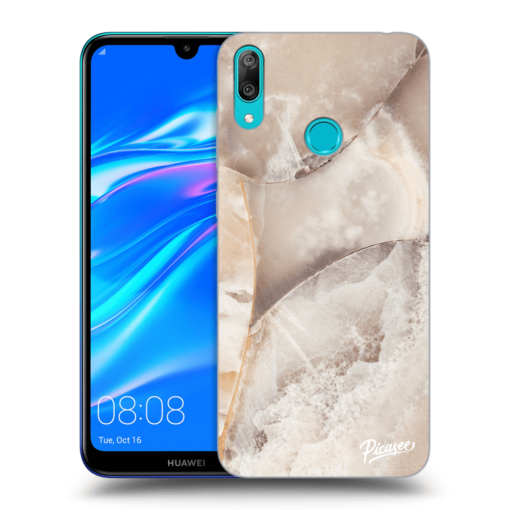 Picasee átlátszó szilikon tok az alábbi mobiltelefonokra Huawei Y7 2019 - Cream marble