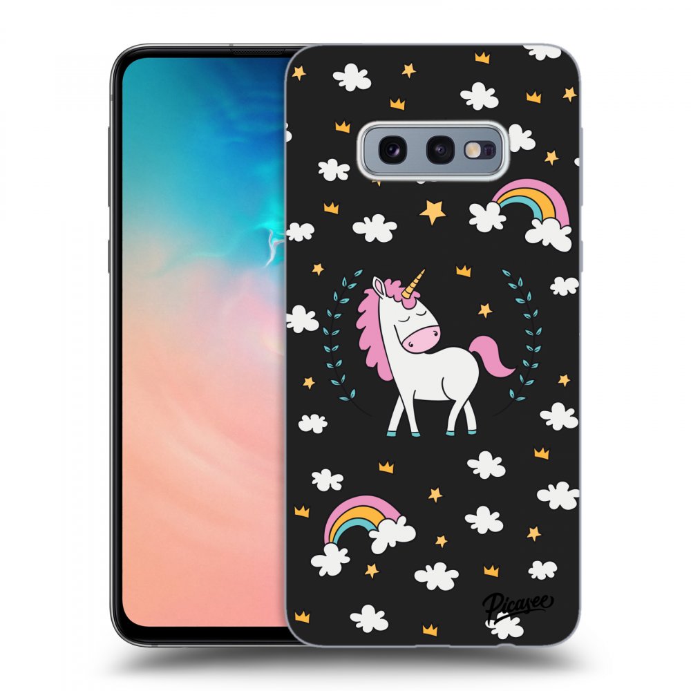 Picasee fekete szilikon tok az alábbi mobiltelefonokra Samsung Galaxy S10e G970 - Unicorn star heaven