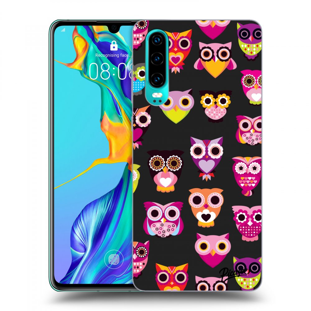 Picasee fekete szilikon tok az alábbi mobiltelefonokra Huawei P30 - Owls