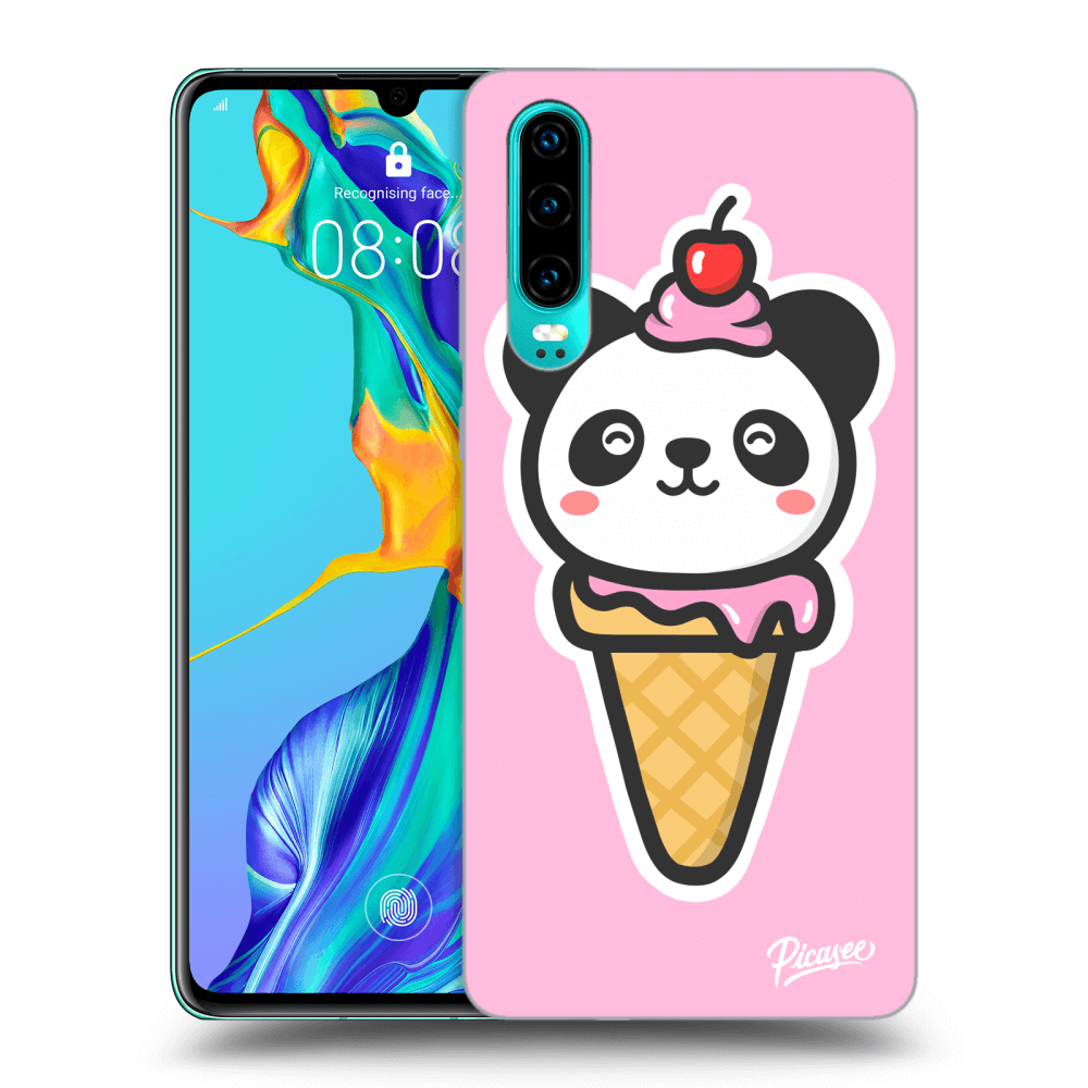 Picasee fekete szilikon tok az alábbi mobiltelefonokra Huawei P30 - Ice Cream Panda