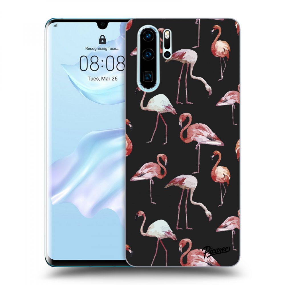 Picasee fekete szilikon tok az alábbi mobiltelefonokra Huawei P30 Pro - Flamingos