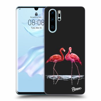 Picasee fekete szilikon tok az alábbi mobiltelefonokra Huawei P30 Pro - Flamingos couple