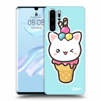 Picasee átlátszó szilikon tok az alábbi mobiltelefonokra Huawei P30 Pro - Ice Cream Cat