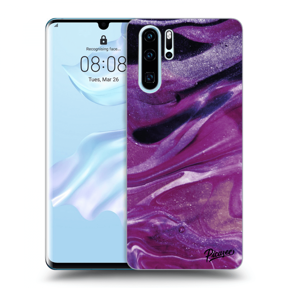 Picasee fekete szilikon tok az alábbi mobiltelefonokra Huawei P30 Pro - Purple glitter