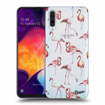 Picasee átlátszó szilikon tok az alábbi mobiltelefonokra Samsung Galaxy A50 A505F - Flamingos