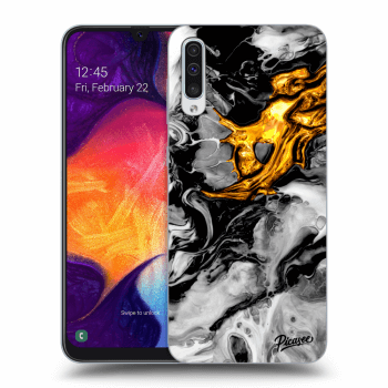 Szilikon tok erre a típusra Samsung Galaxy A50 A505F - Black Gold 2