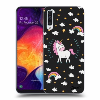 Picasee fekete szilikon tok az alábbi mobiltelefonokra Samsung Galaxy A50 A505F - Unicorn star heaven