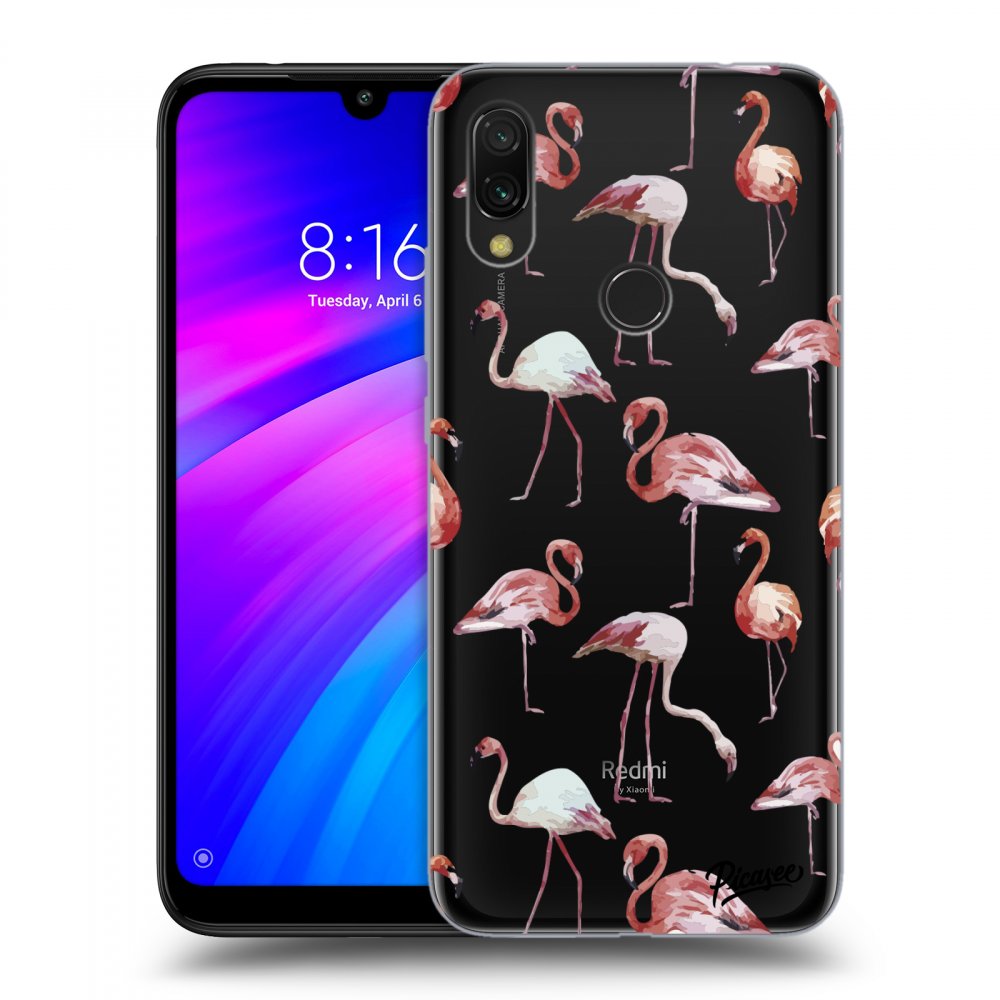 Picasee átlátszó szilikon tok az alábbi mobiltelefonokra Xiaomi Redmi 7 - Flamingos