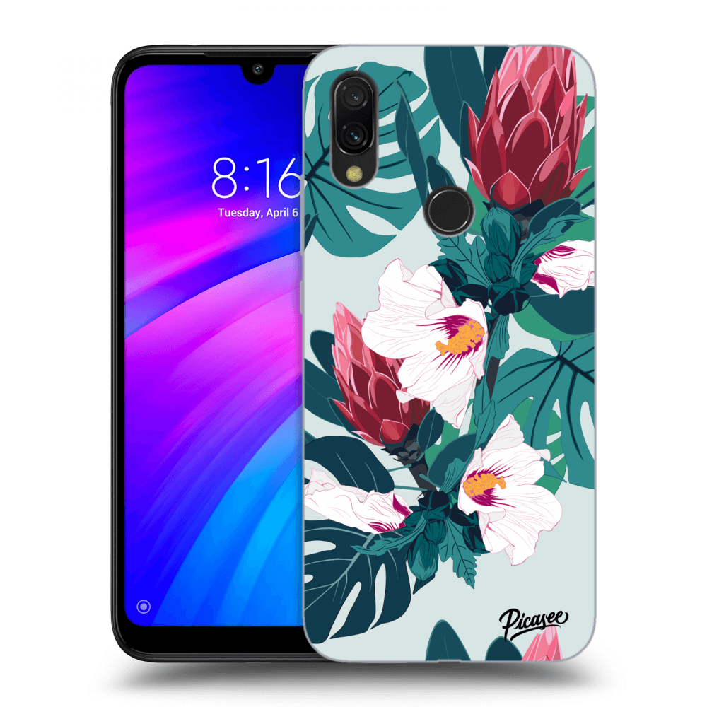 Picasee fekete szilikon tok az alábbi mobiltelefonokra Xiaomi Redmi 7 - Rhododendron