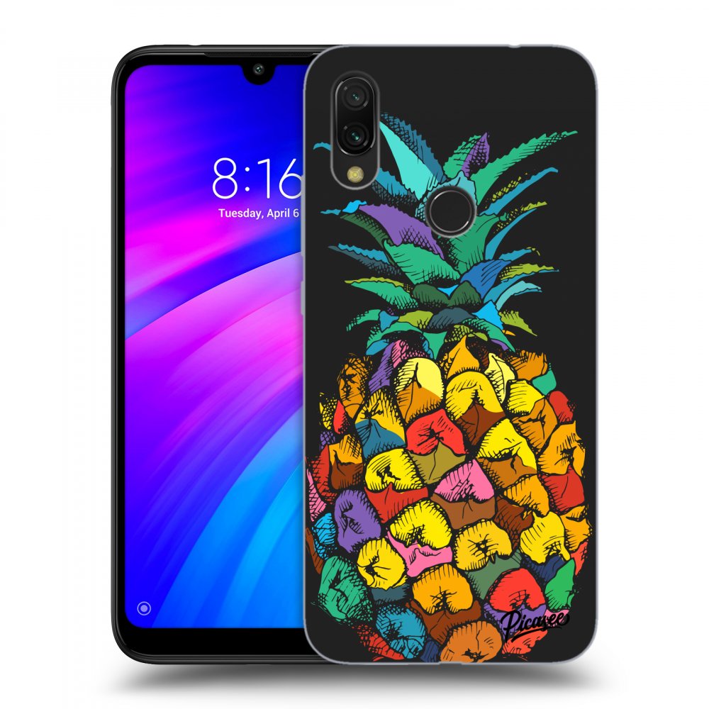Picasee fekete szilikon tok az alábbi mobiltelefonokra Xiaomi Redmi 7 - Pineapple
