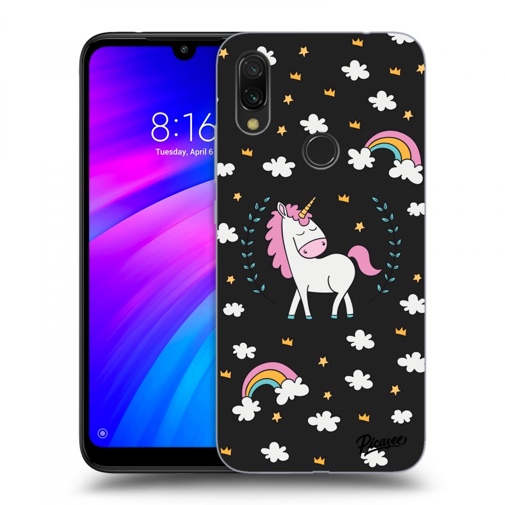 Picasee fekete szilikon tok az alábbi mobiltelefonokra Xiaomi Redmi 7 - Unicorn star heaven