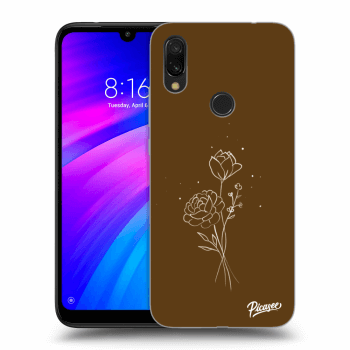 Picasee fekete szilikon tok az alábbi mobiltelefonokra Xiaomi Redmi 7 - Brown flowers