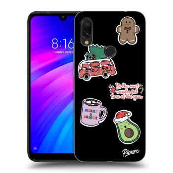 Picasee fekete szilikon tok az alábbi mobiltelefonokra Xiaomi Redmi 7 - Christmas Stickers