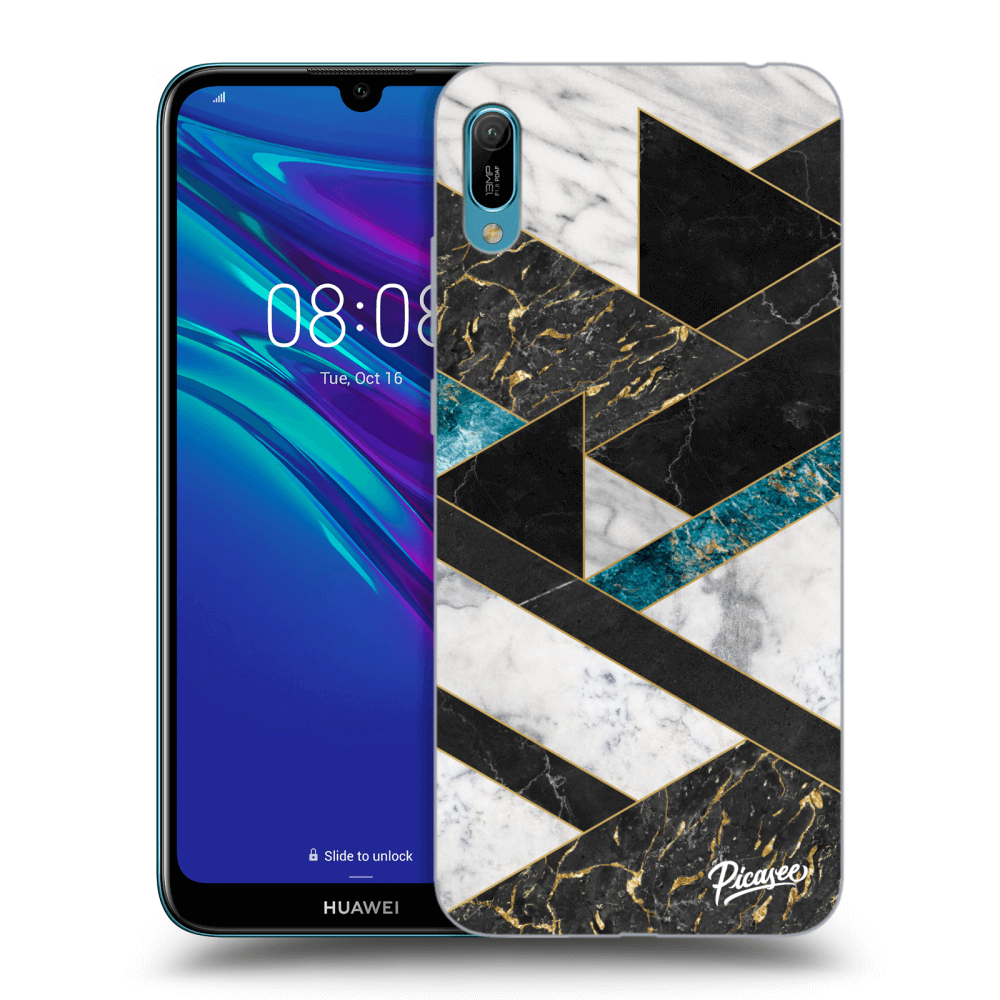 Picasee fekete szilikon tok az alábbi mobiltelefonokra Huawei Y6 2019 - Dark geometry