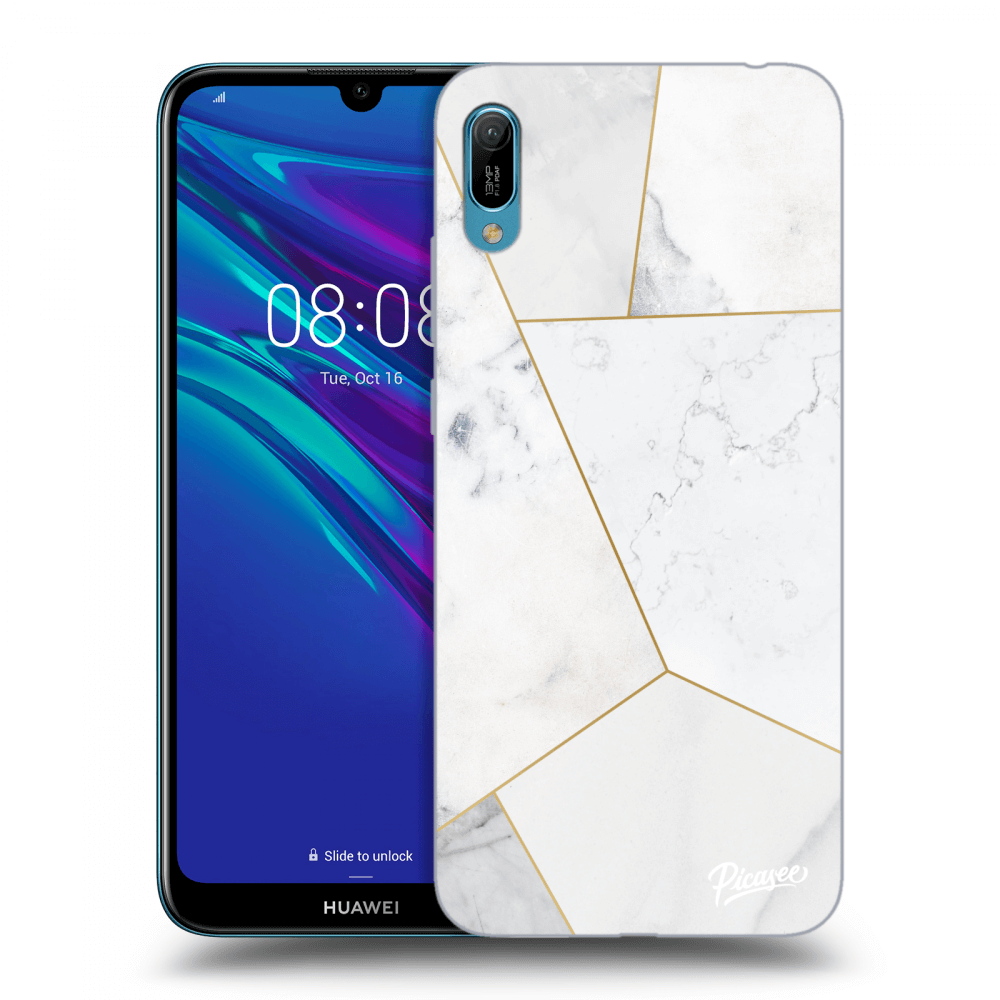 Picasee átlátszó szilikon tok az alábbi mobiltelefonokra Huawei Y6 2019 - White tile