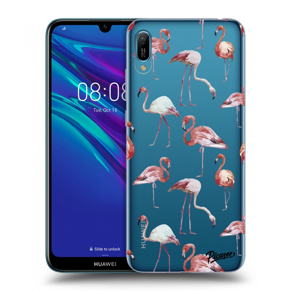 Picasee átlátszó szilikon tok az alábbi mobiltelefonokra Huawei Y6 2019 - Flamingos