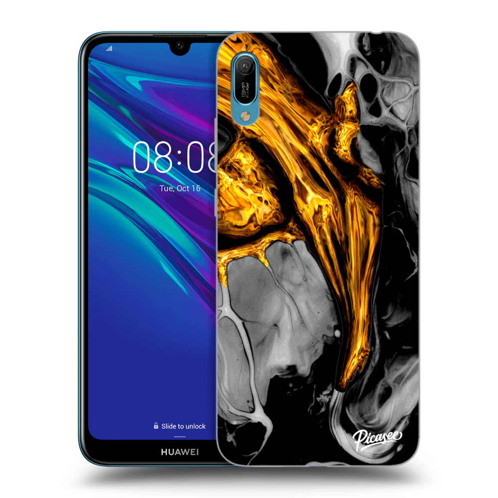 Picasee fekete szilikon tok az alábbi mobiltelefonokra Huawei Y6 2019 - Black Gold
